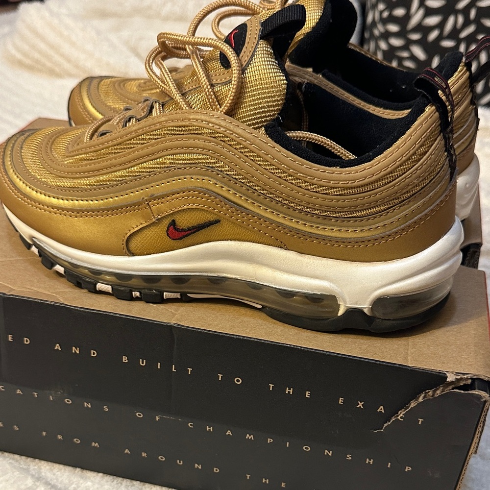 Nike Air Max 97 Metallic Gold with Black and Red